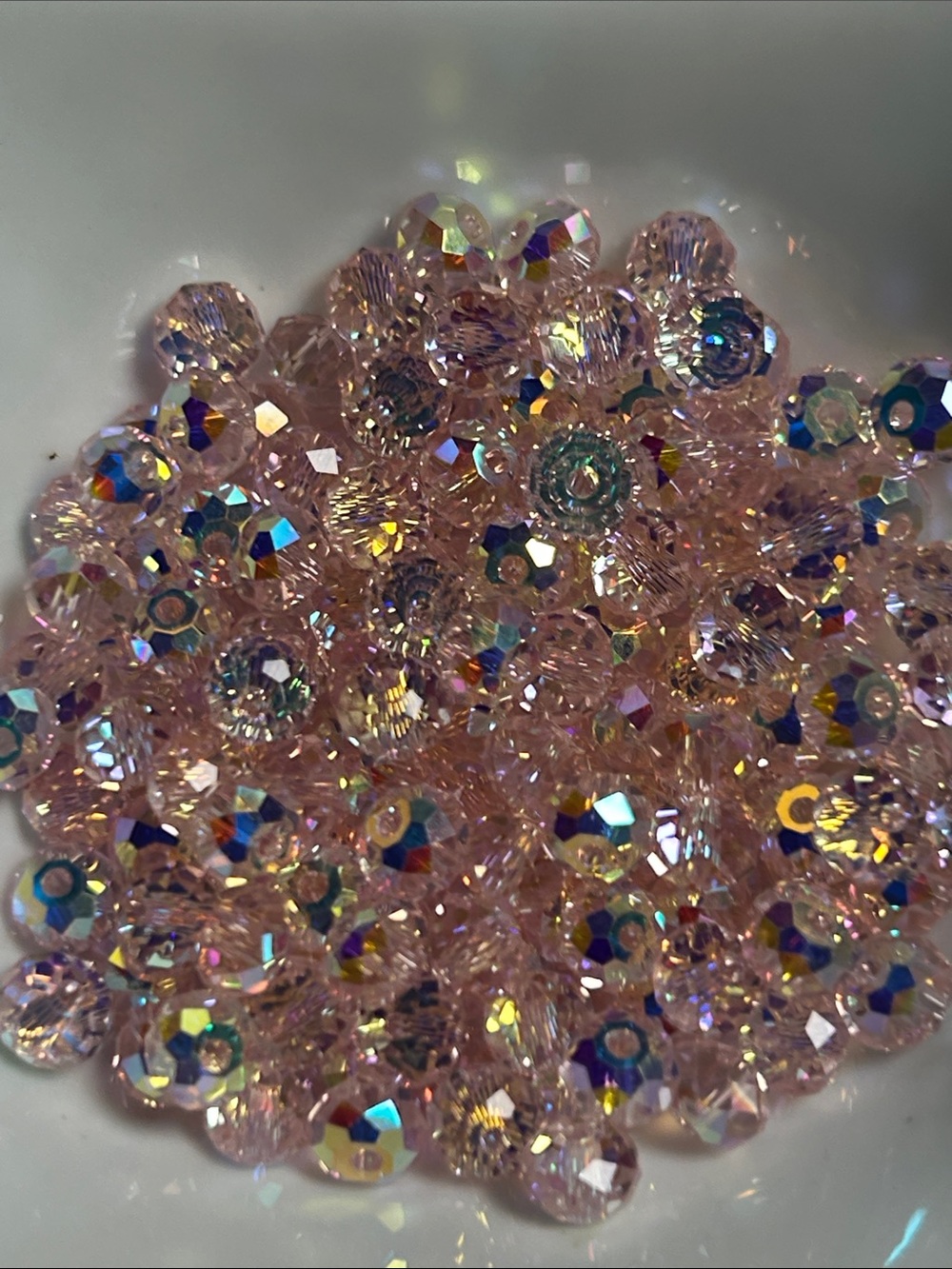 Crystal AB Beads: 6mm Pink Rondelle (50)